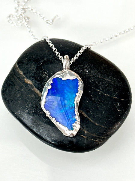 Mintabie Opal Silver Textured formed Pendant Necklace