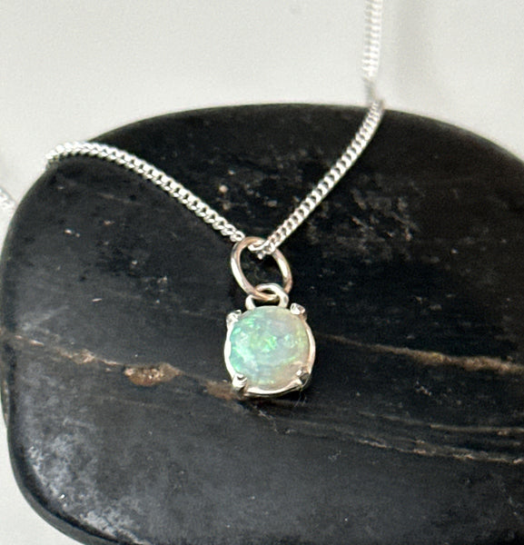 Coober Pedy Opal Sterling Silver Pendant Necklace