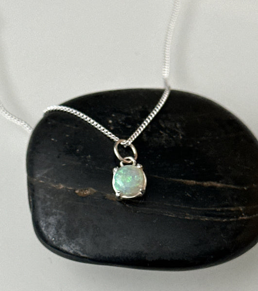 Coober Pedy Opal Sterling Silver Pendant Necklace