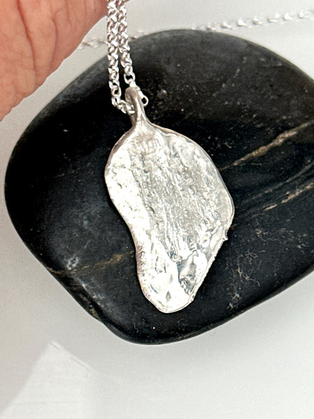 Mintabie Opal Silver Textured formed Pendant Necklace