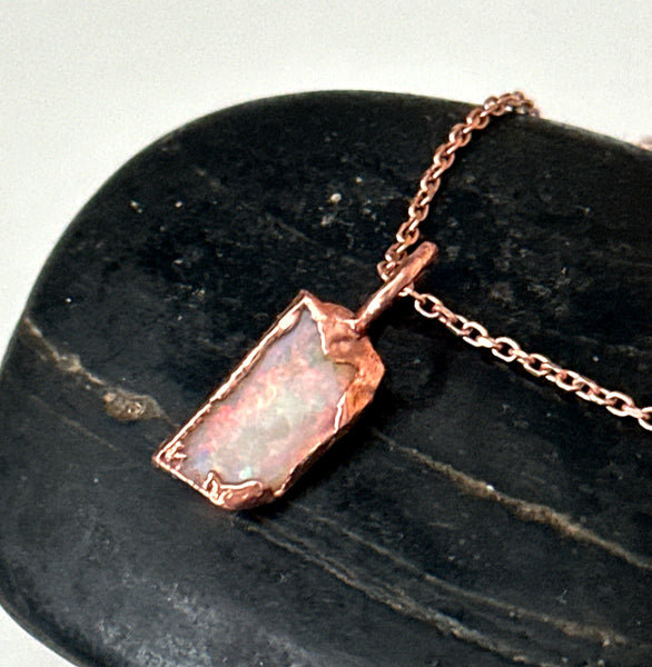 Coober Pedy Opal Rose Gold Pendant Necklace