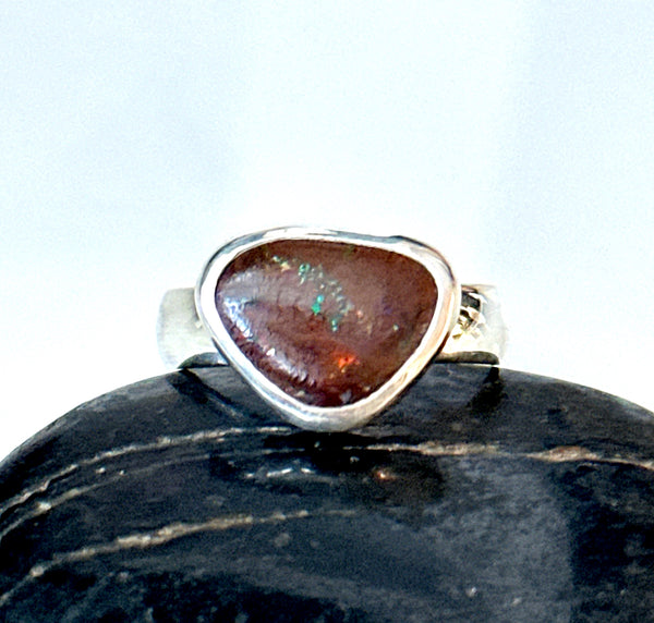 Boulder Opal Sterling Silver Ring