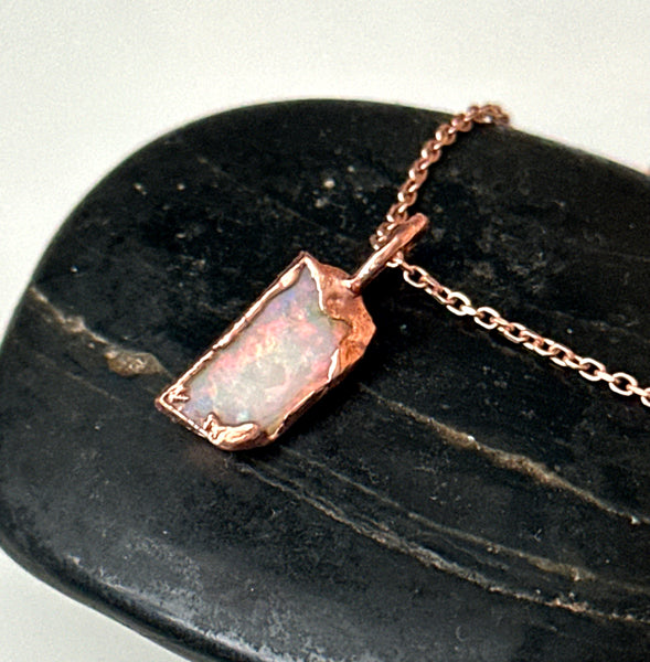 Coober Pedy Opal Rose Gold Pendant Necklace
