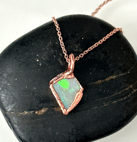 Coober Pedy Opal Rose Gold Pendant Necklace