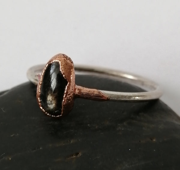 Natural Sapphire Copper and Silver Ring - Glitter and Gem Jewellery