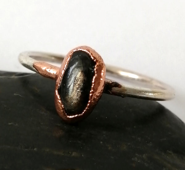 Natural Sapphire Copper and Silver Ring - Glitter and Gem Jewellery