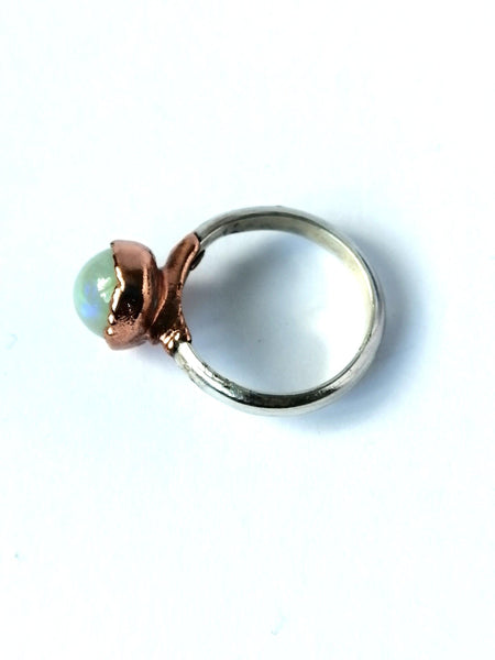 Welo Opal Copper & Silver Ring - Glitter and Gem Jewellery