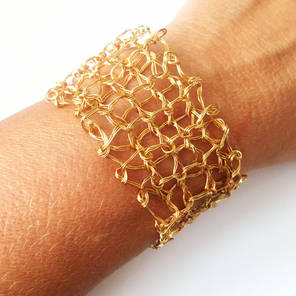 Golden toned hand woven bracelet - Glitter and Gem Jewellery