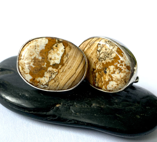 Biggs Picture Jasper Sterling Silver Cufflinks