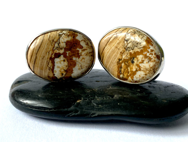 Biggs Picture Jasper Sterling Silver Cufflinks