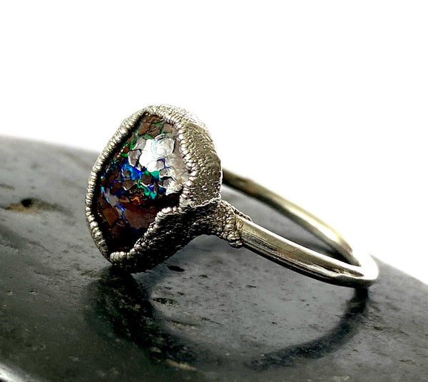 Boulder Opal Copper and Silver Ring - Glitter and Gem Jewellery