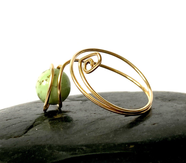 African green Turquoise 14 ct Gold Filled Wire Ring - Glitter and Gem Jewellery