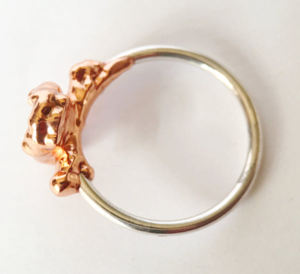 Solid Opal Copper & Sterling Silver Ring - Glitter and Gem Jewellery