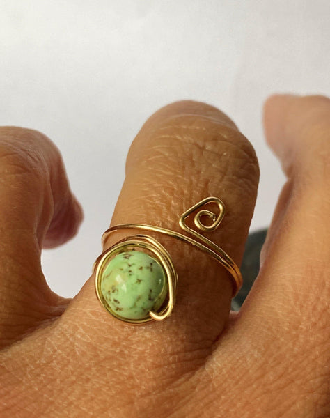 African green Turquoise 14 ct Gold Filled Wire Ring - Glitter and Gem Jewellery