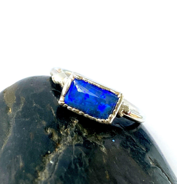 Opal Doublet Silver Formed Ring - Glitter and Gem Jewellery