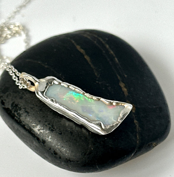 Coober Pedy Electroformed Opal Silver Pendant Necklace