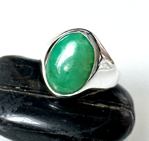 Chrysoprase Sterling Silver Signet Ring