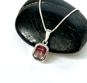 Watermelon Tourmaline Sterling Silver Pendant Necklace