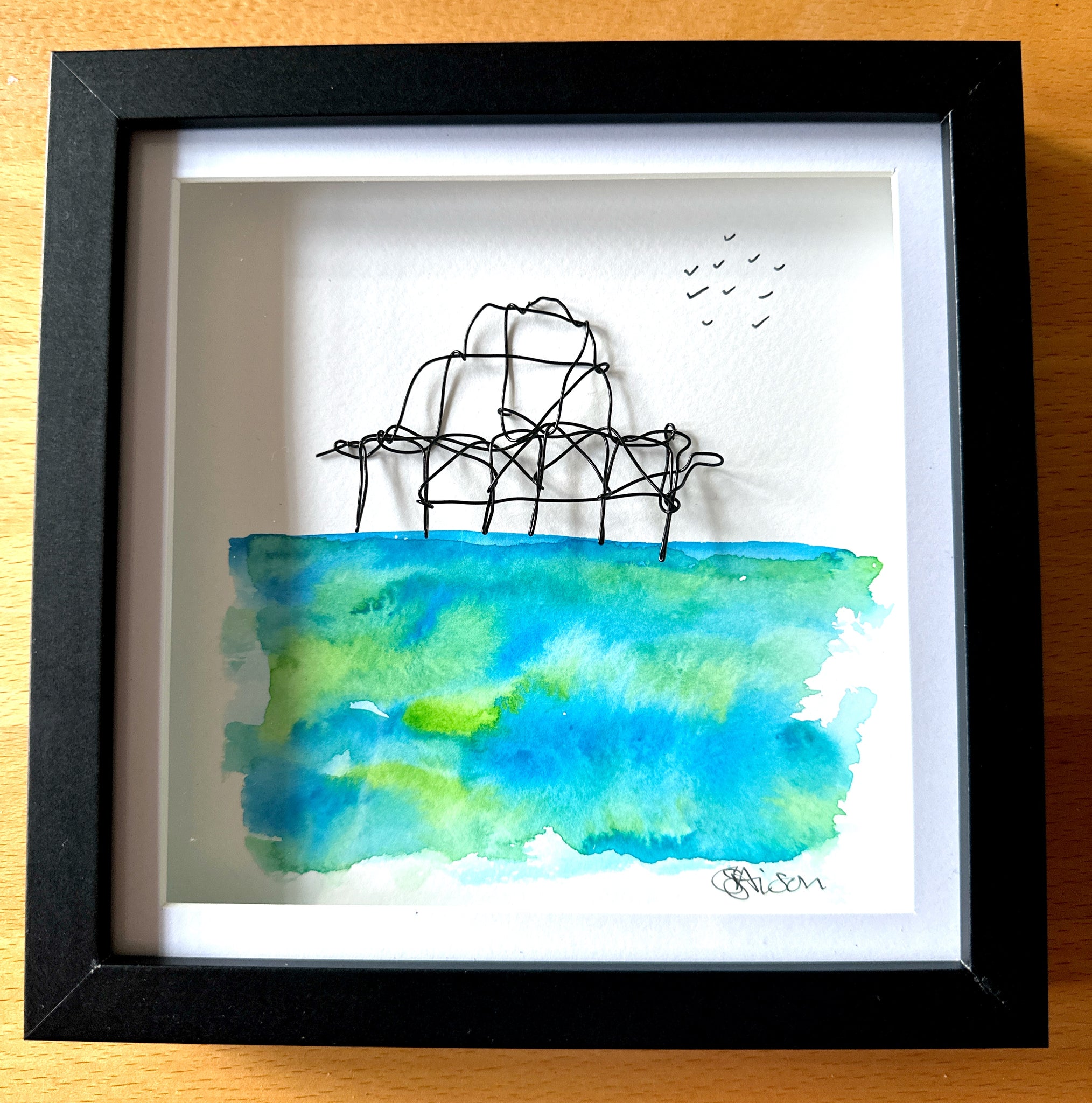 Brighton West Pier Watercolour & Wire Work Framed Artwork