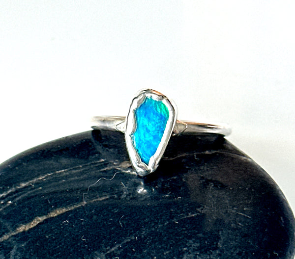 Lightning Ridge Opal Silver Ring