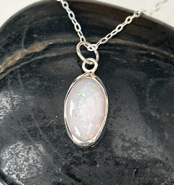 Coober Pedy Opal Sterling Silver Pendant Necklace