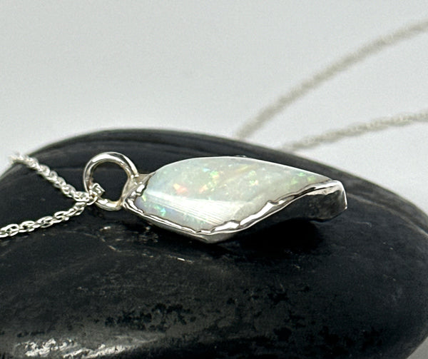 Coober Pedy electroformed Shell Opal Silver Pendant Necklace