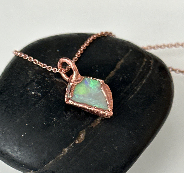 Coober Pedy Opal Rose Gold Pendant Necklace