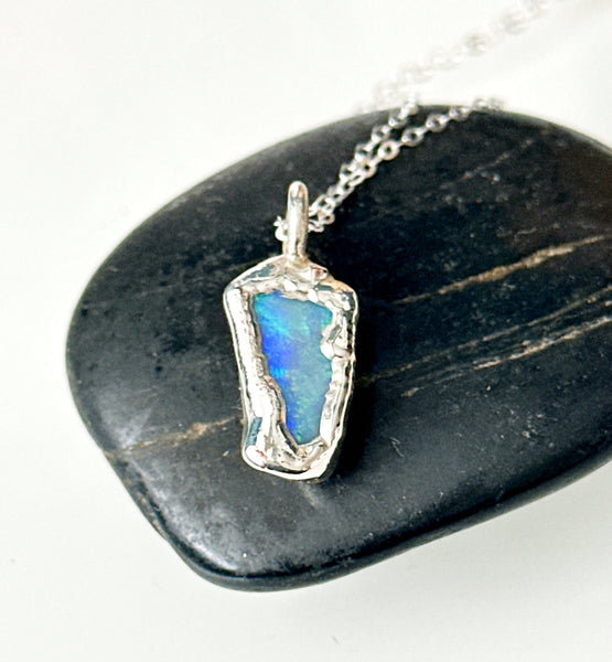 Lightning Ridge Opal Silver Pendant Necklace