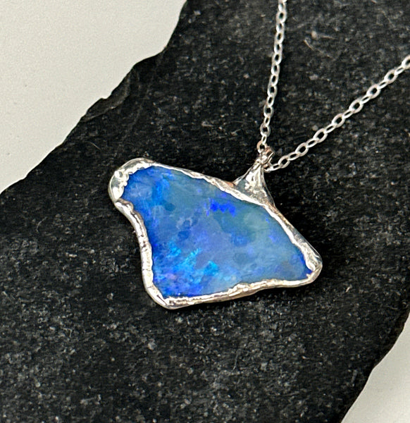 Mintabie Opal Silver Formed Pendant Necklace