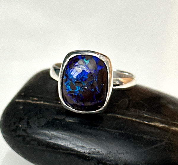 Boulder Opal Sterling Silver Ring