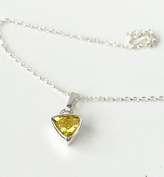 Faceted Citrine Sterling Silver Pendant Necklace