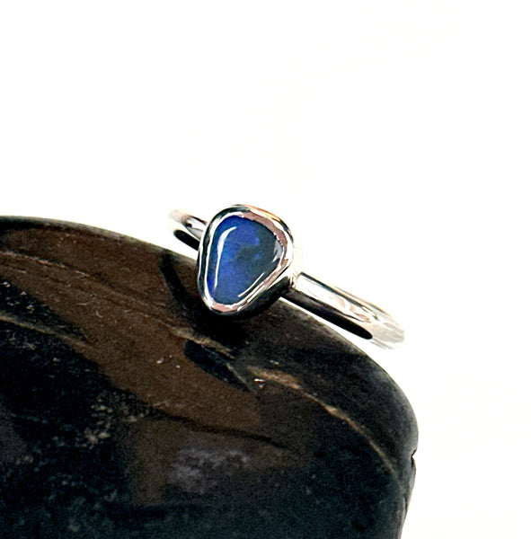 Lightning Ridge Black Opal Sterling Silver Ring