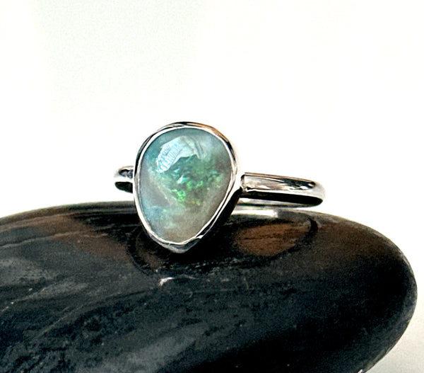 Mintabie Opal Sterling Silver Ring