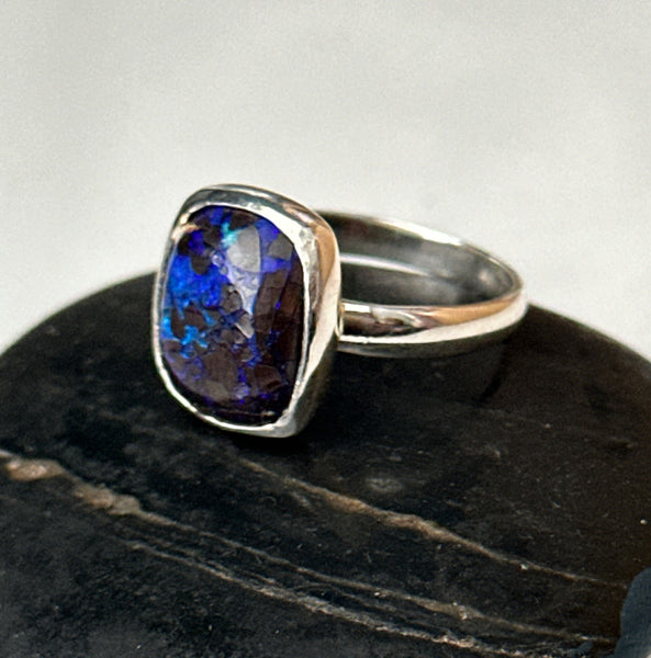 Boulder Opal Sterling Silver Ring