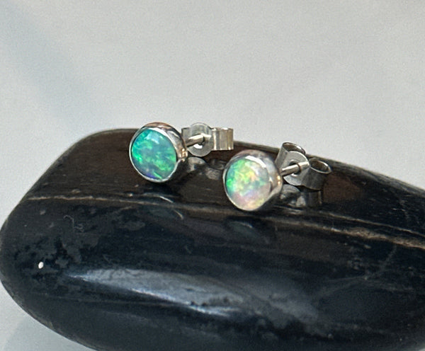 Coober Pedy Opal Sterling Silver Stud Earrings