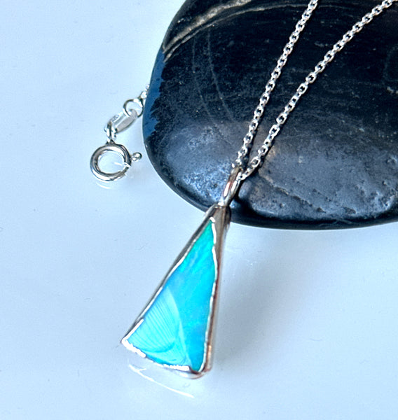 Opal Silver & Copper Formed Pendant Necklace
