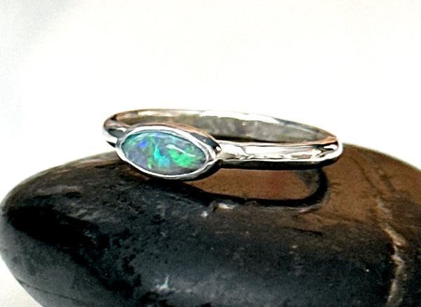 Lightning Ridge Opal Sterling Silver Ring
