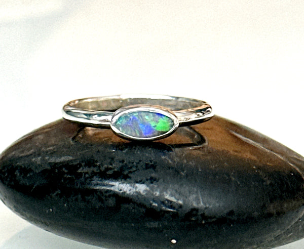 Lightning Ridge Opal Sterling Silver Ring