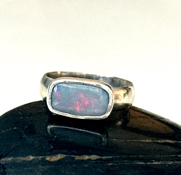 Mintabie Opal Sterling Silver Ring