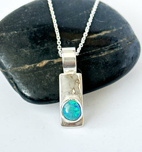 Lightning Ridge Opal Sterling Silver Pendant Necklace