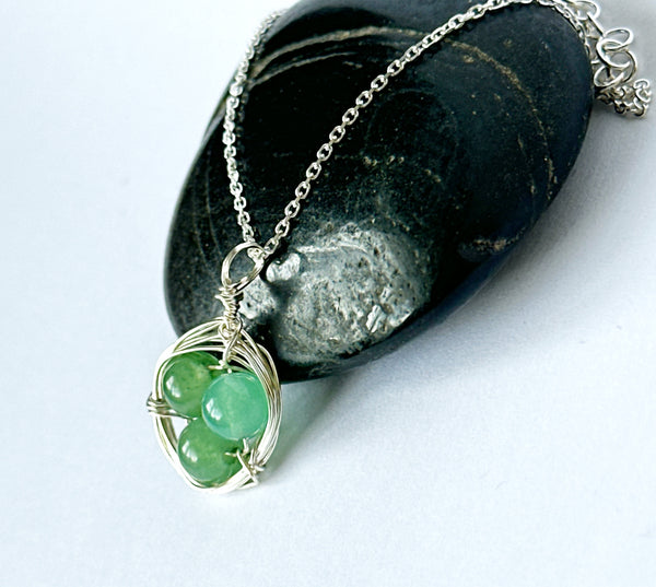 Jade Nest Sterling Silver Pendant Necklace