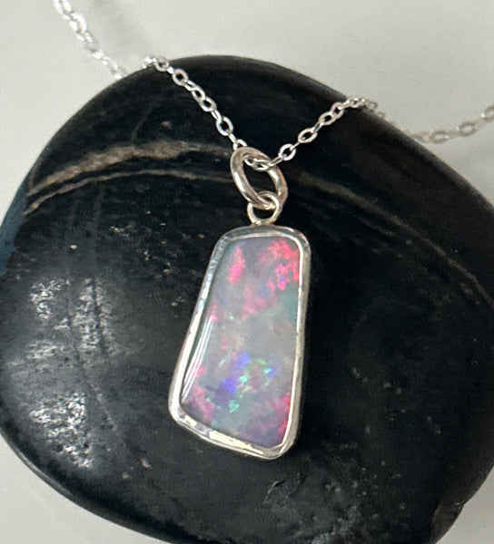 Coober Pedy Opal Sterling Silver Pendant Necklace