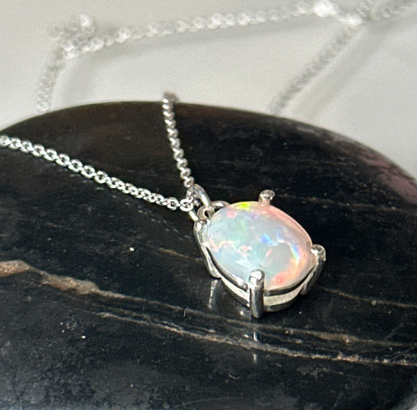 Coober Pedy Opal Sterling Silver Pendant Necklace