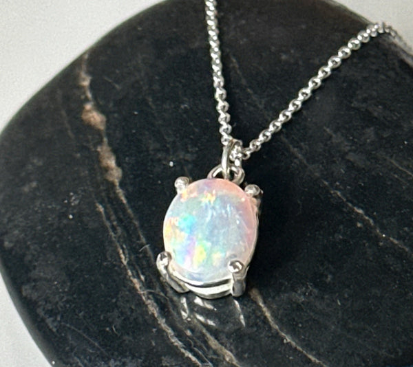 Coober Pedy Opal Sterling Silver Pendant Necklace