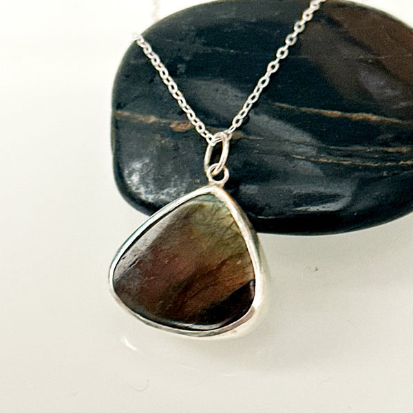 Labradorite Sterling Silver Pendant Necklace