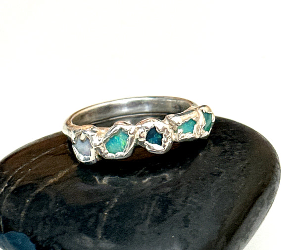 5 Opal Silver Ring