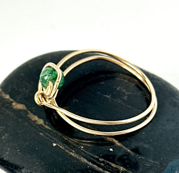 Green Moss Agate 14 Carat Gold Filled Wire Ring