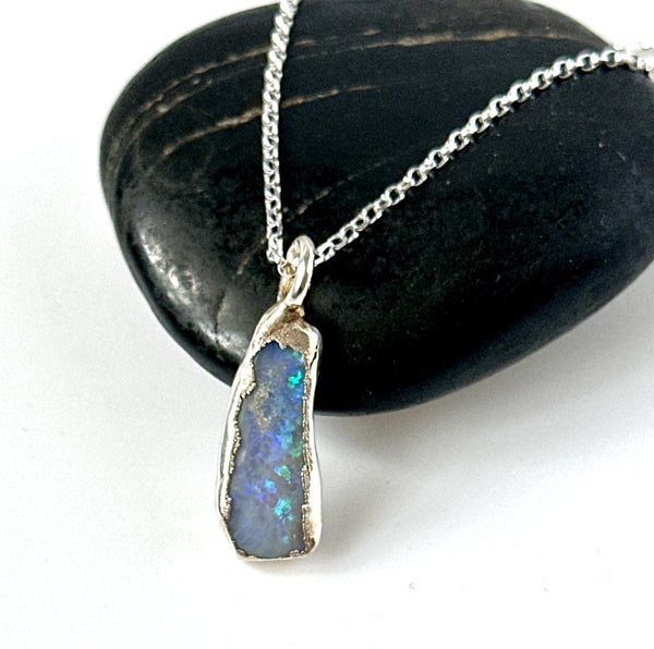 Lightning Ridge Opal Silver Pendant Necklace