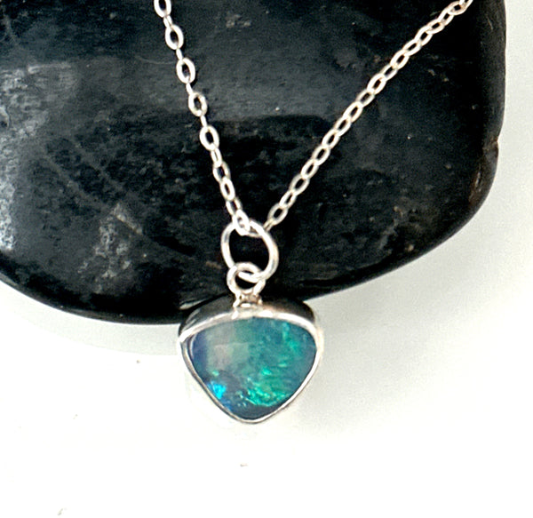 Mintabie Opal Sterling Silver Pendant Necklace