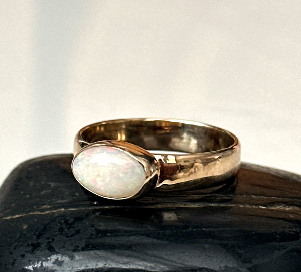 Solid Coober Pedy Opal 9 Carat Gold Ring